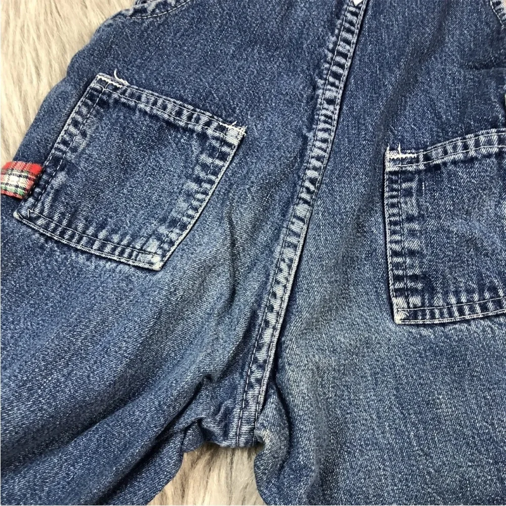 Vintage Toddler Oshkosh Bgosh Denim Blue Red Plaid Flannel Lined Overalls